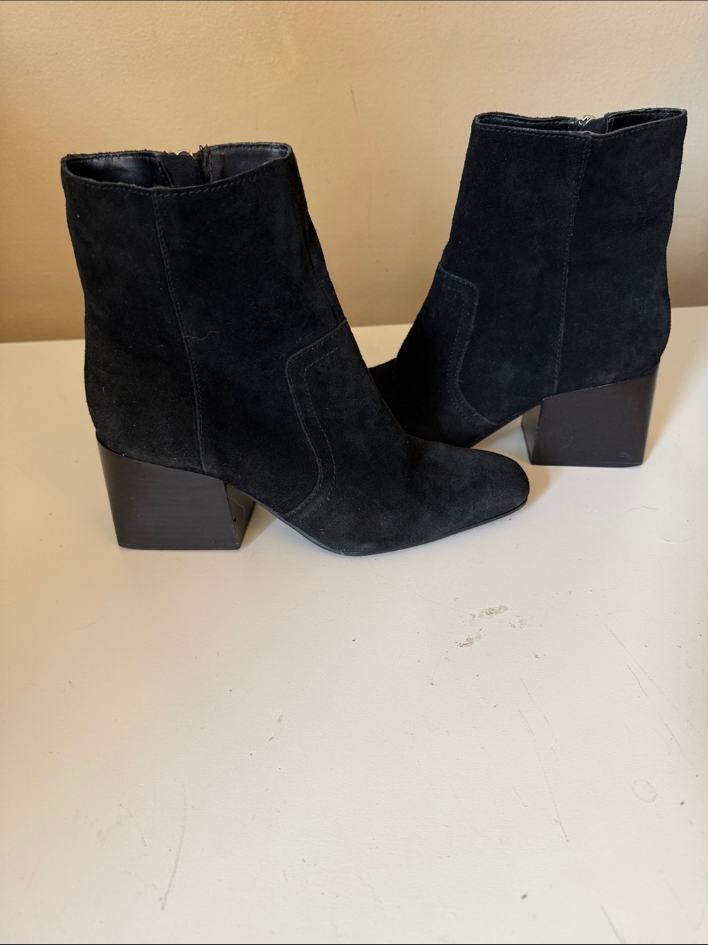 Blondo Black Suede Block Heel Ankle Booties